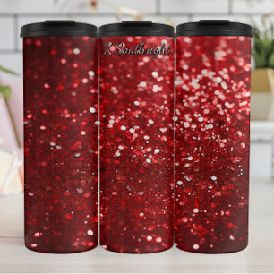 Sparkling Red Christmas Glitter Thermal Tumbler