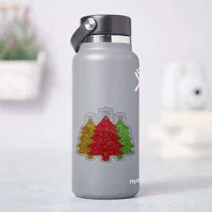 Sparkling red gold green Christmas tree snowflake