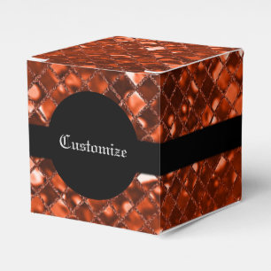 Sparkling Red Mosaic Pattern Cube Favour Box