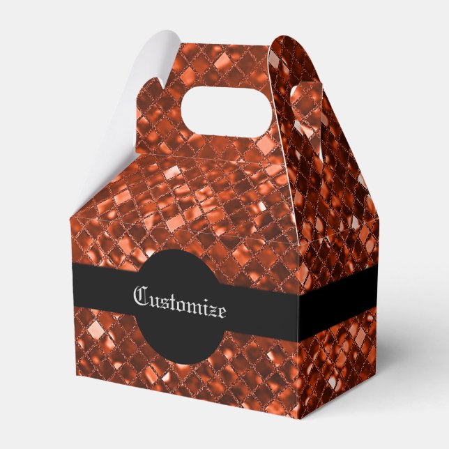 Sparkling Red Mosaic Pattern Gable Favour Box (Front Side)