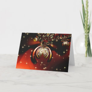 Sparkling red ornament holiday card