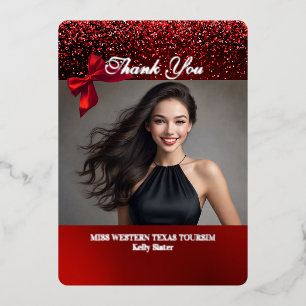 Sparkling Red Real Foil Thank You Card
