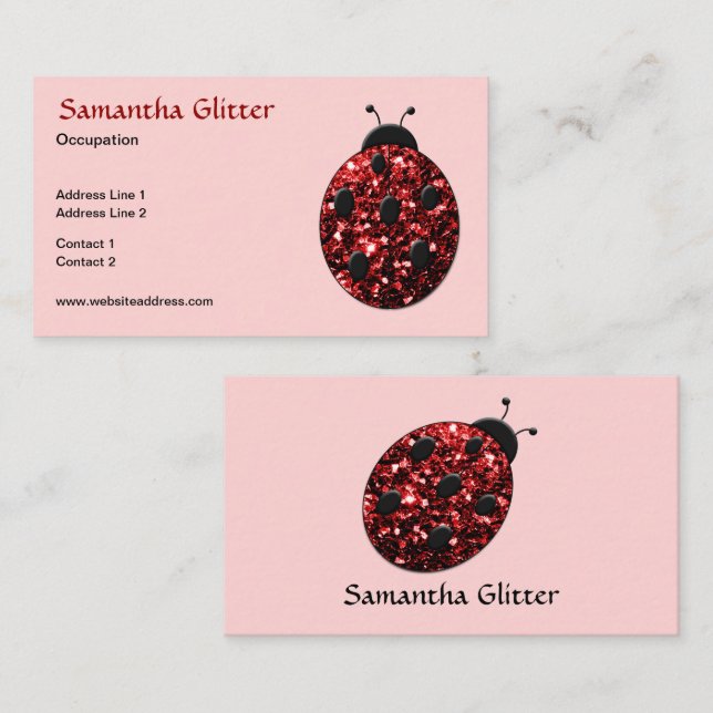 Sparkling red sparkles Ladybird Ladybug rose Business Card (Front/Back)