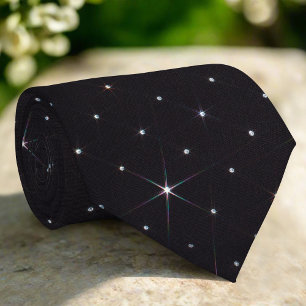 Sparkling Rhinestone Shiny Diamond Black Material Tie