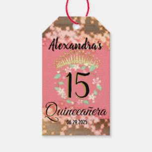 Sparkling Rose Gold Quinceañera Princess Spanish Gift Tags