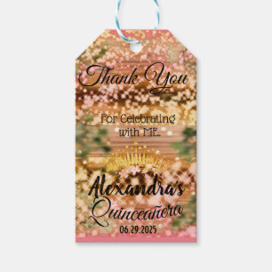 Sparkling Rose Gold Quinceañera Princess Spanish Gift Tags