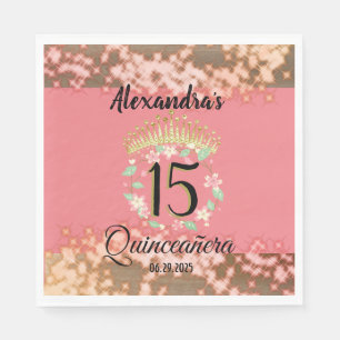 Sparkling Rose Gold Quinceañera Princess Spanish Napkin