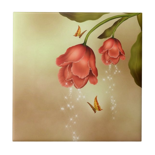 Sparkling Roses Ceramic Tile (Front)