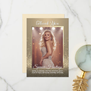 Sparkling Sand Pageant Photo Thank You Card