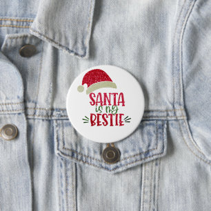 Sparkling Santa Bestie Funny Christmas Holiday 7.5 Cm Round Badge