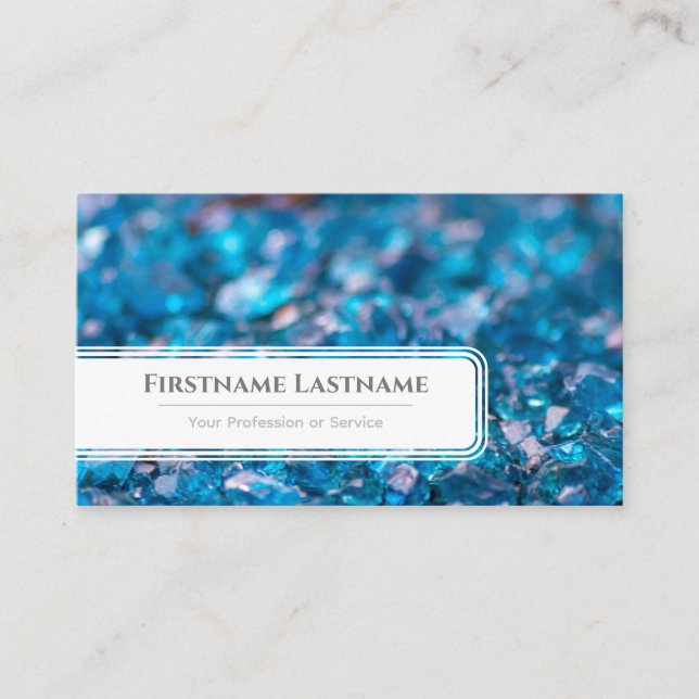 Sparkling sapphire crystals for luxury gem experts business card (Front)