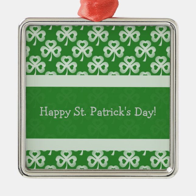 Sparkling Shamrocks Premium Square Ornament (Front)