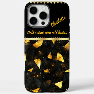 Sparkling shattered gold marble in dark iPhone 16 pro max case