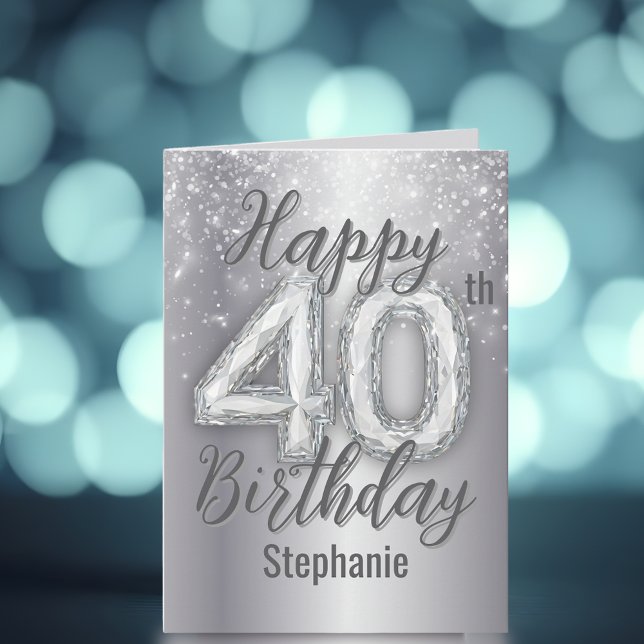 Sparkling Silver and Diamond Accents 40th Birthday Card (Creator Uploaded)
