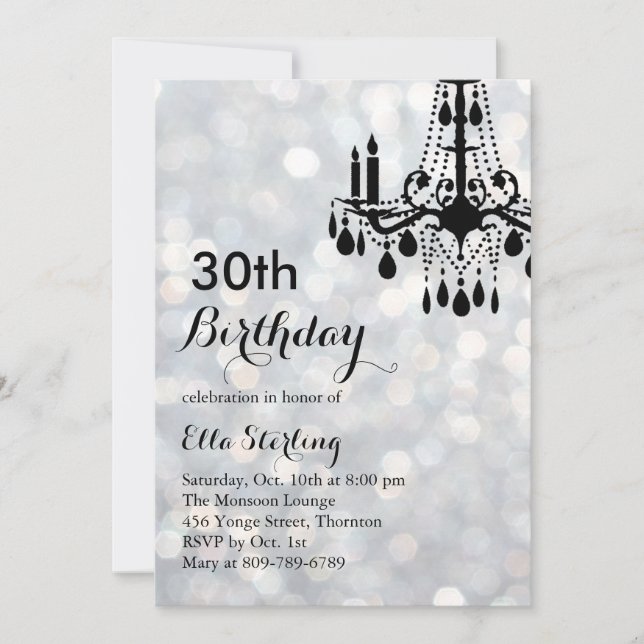 Sparkling Silver Ballroom 30th Birthday Invitation (Front)