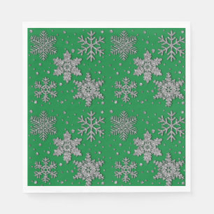Sparkling silver glitter snowflakes napkin