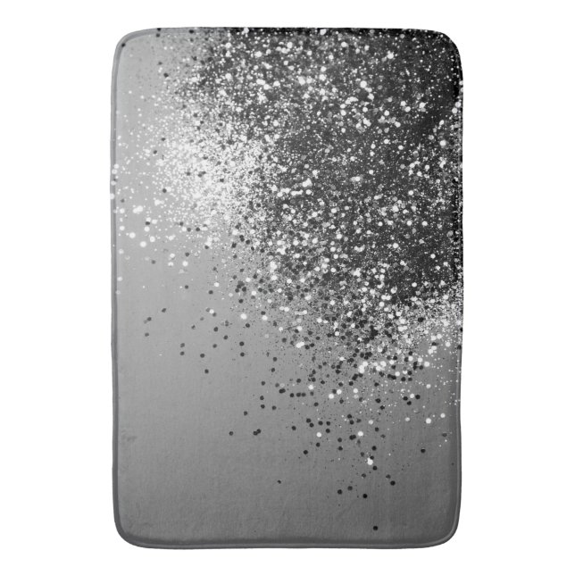 Sparkling Silver Gray Lady Glitter #1 #shiny Bath Mat (Front Vertical)