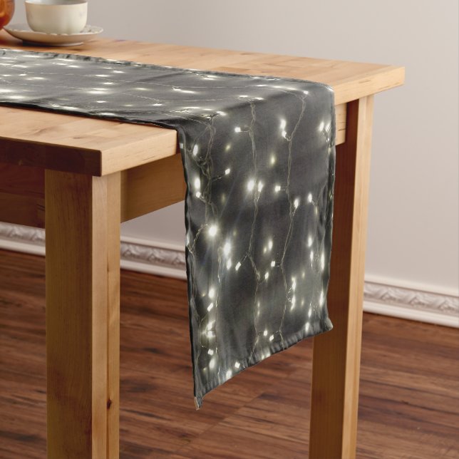 Sparkling Silver Lights Christmas Table Runner (In Situ)