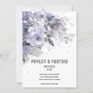 Sparkling Silver Mauve Wedding Invitation