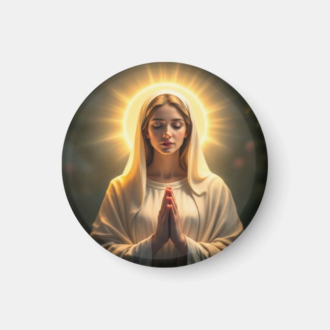 Sparkling Sincerity: Virgin Mary Prayer Magnet (Front)