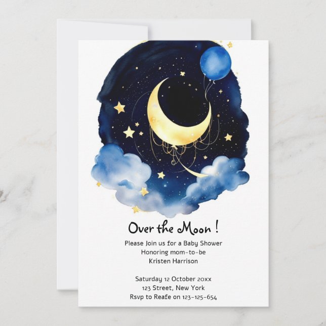 Sparkling Sky Boy Baby Shower Celestial Dreams Invitation (Front)
