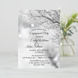 Sparkling Snow and Ice Winter Engagement Party Invitation