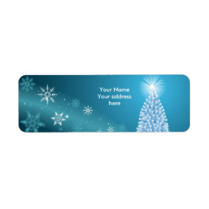 Sparkling snow landscape label personalise return address label