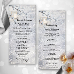 Sparkling Snow Lantern Winter Wedding  Program