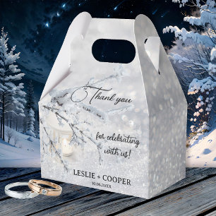 Sparkling Snow Lantern Winter Wedding Thank You Favour Box