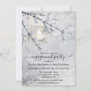 Sparkling Snow Winter Engagement Party  Invitation