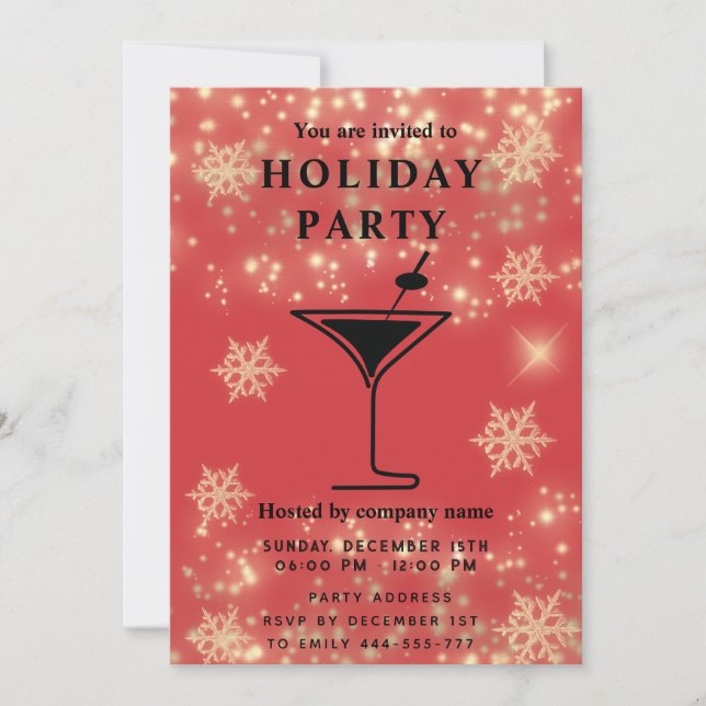  Sparkling snowflake cocktail Holiday party   Invitation (Front)