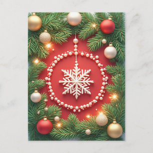🎄 Sparkling Snowflake Ornament Elegance Christmas Postcard