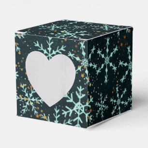 Sparkling Snowflakes White Blue in Black Night Sky Favour Box