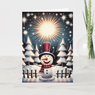Sparkling Snowman Joy Holiday Card
