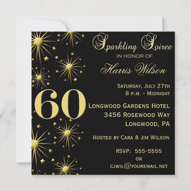 Sparkling Soiree 60th Birthday Invitations (Front)