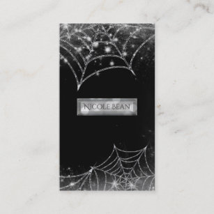 Sparkling Spiderwebs Dark Glam Halloween Gothic Business Card