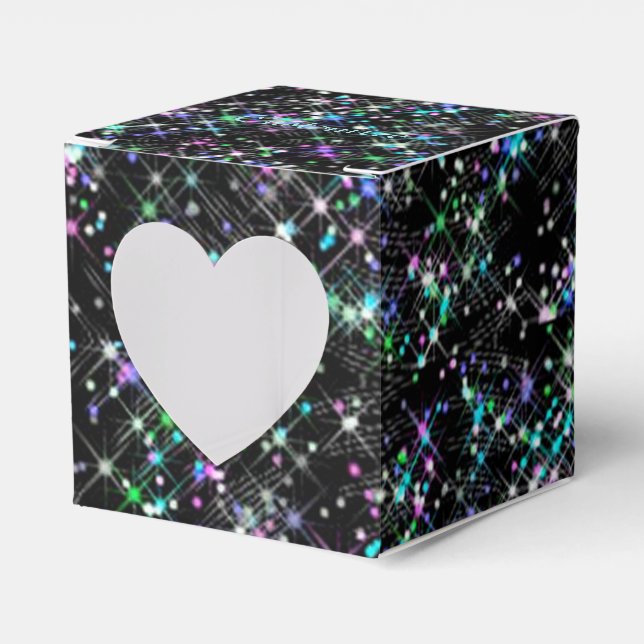 Sparkling Star Dust Heart Favour Box (Front Side)