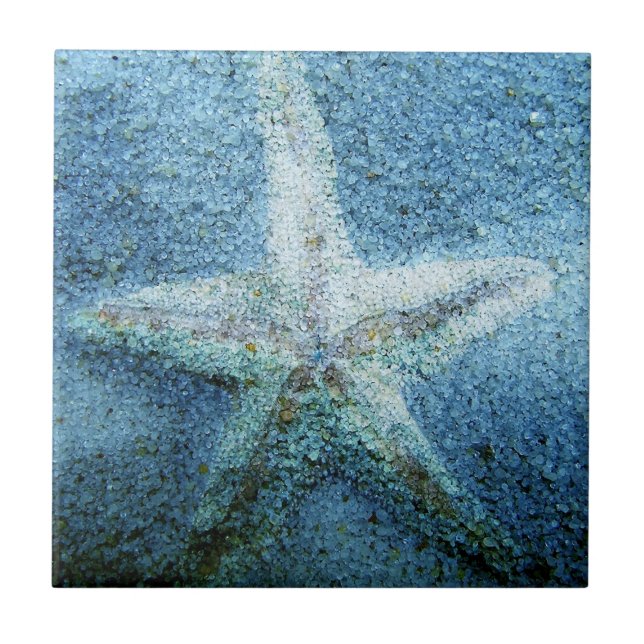 Sparkling Starfish in the Sand Ceramic Tile (Front)