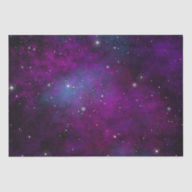 Sparkling Stars on Deep Purple Space Background Tissue Paper (Front)
