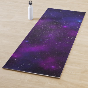 Sparkling Stars on Deep Purple Space Background Yoga Mat