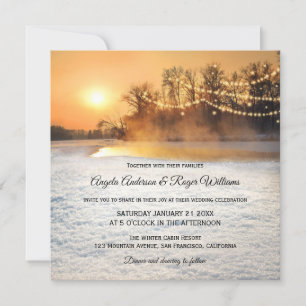 Sparkling String Lights Winter Wedding Invitation