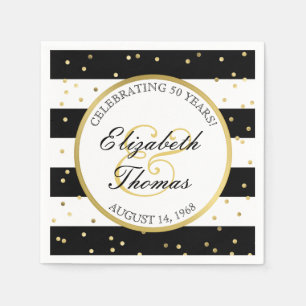 Sparkling Stripes 50th Wedding Anniversary Napkin