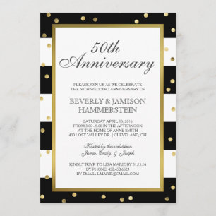 Sparkling Stripes   50th Wedding Anniversary Party Invitation