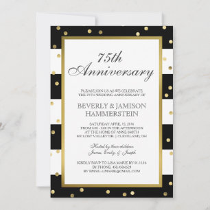 Sparkling Stripes 75th Wedding Anniversary Party Invitation