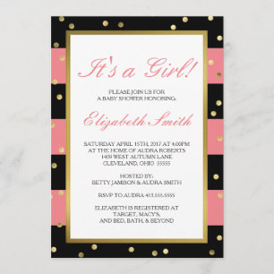 Sparkling Stripes   Baby Girl Shower Invitation