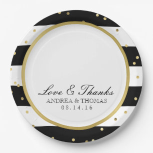 Sparkling Stripes Elegant Wedding Plates