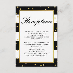 Sparkling Stripes   Elegant Wedding Reception Enclosure Card