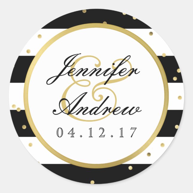 Sparkling Stripes | Elegant Wedding Sticker (Front)