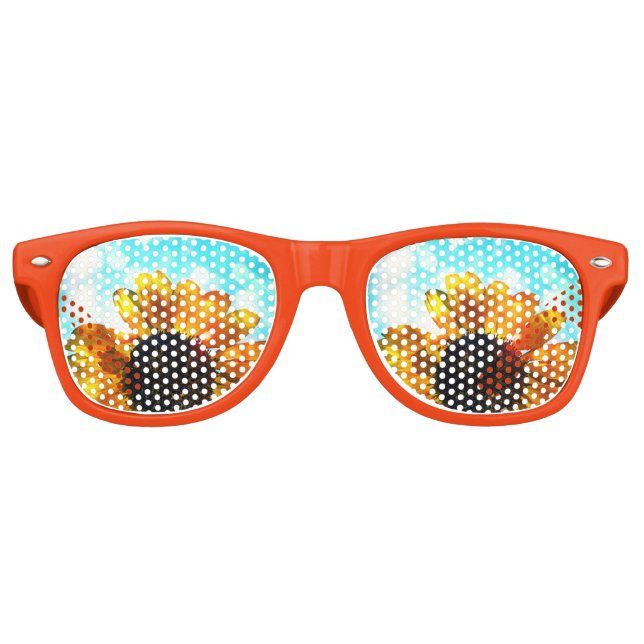 Sparkling Sunflower and Blue Sky Retro Sunglasses (Front)