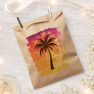 Sparkling Sunset Palm Tree | Tropical Paradise Sil Favour Bag